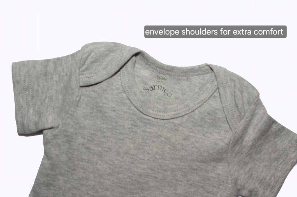 100% Cotton Baby Bodysuits - 3 Pack  Soft Newborn Baby Short Sleeve Vests 0-12 Months Blue White Grey