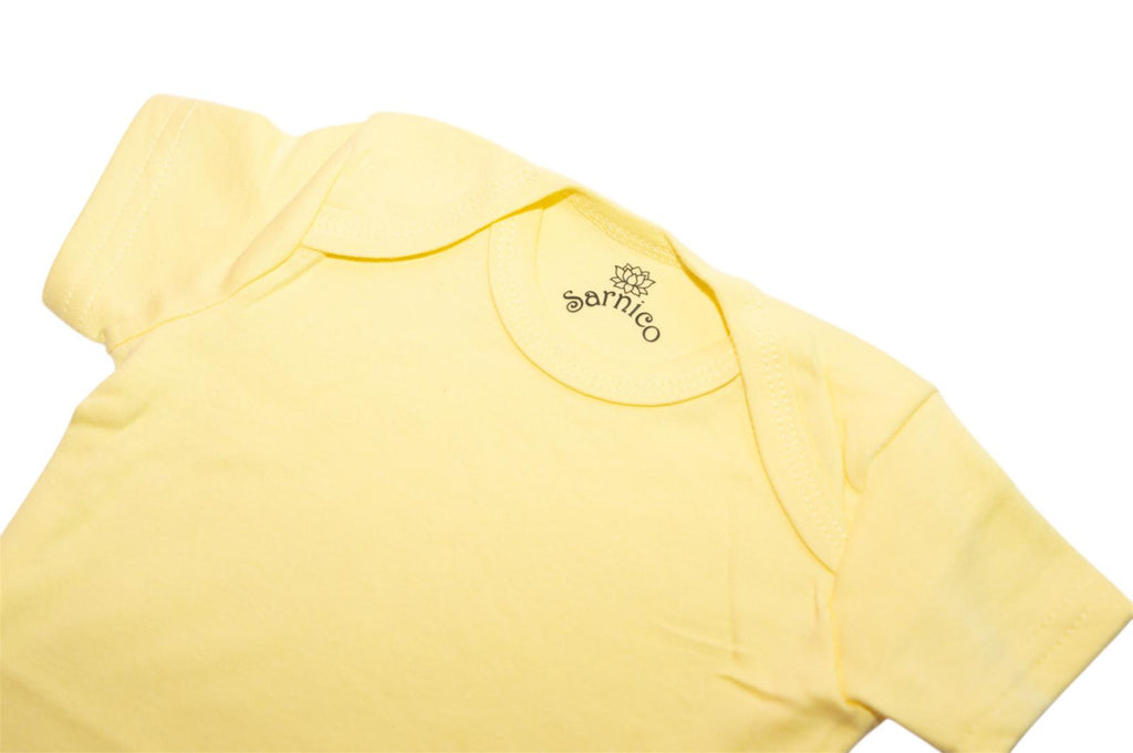 100% Cotton Baby Bodysuits - 3 Pack Soft Newborn Baby Short Sleeve Vests 0-12 Months White Pink Yellow