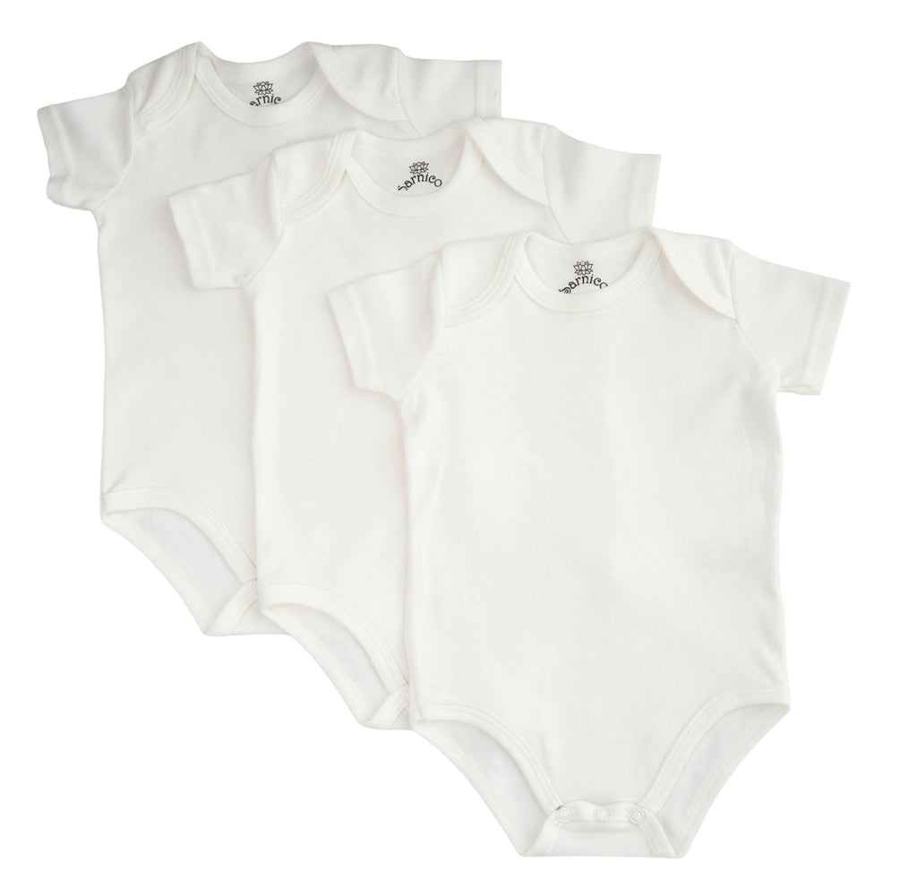 100% Cotton  Baby Bodysuits 3 Pack Soft Newborn  Short Sleeve Baby Vests 0-12 Months White