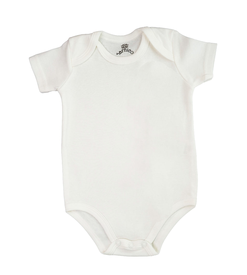 100% Cotton  Baby Bodysuits 3 Pack Soft Newborn  Short Sleeve Baby Vests 0-12 Months White